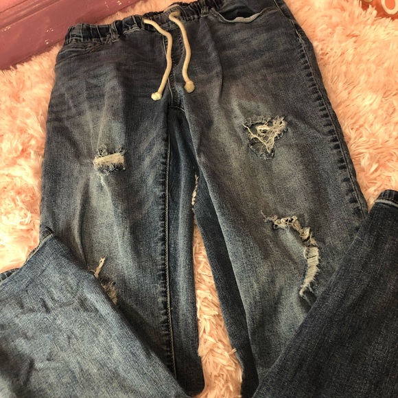 SOLD Ashley Mason Distressed Drawstring Waist Skinny Jean Jeggings - Picture 6 of 6